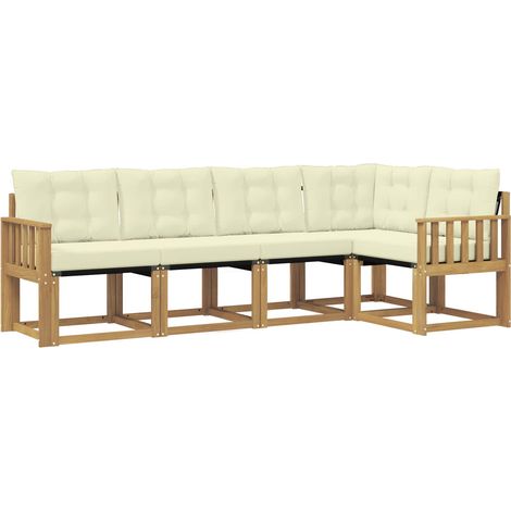 Set di divani da esterno con cuscino 5 pz  Salotto da Giardino Bianco e Crema (1/5)