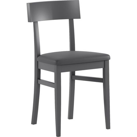 4xSedia in legno laccato grigio scuro con seduta in similpelle 445xh. 82 cm (1/5)