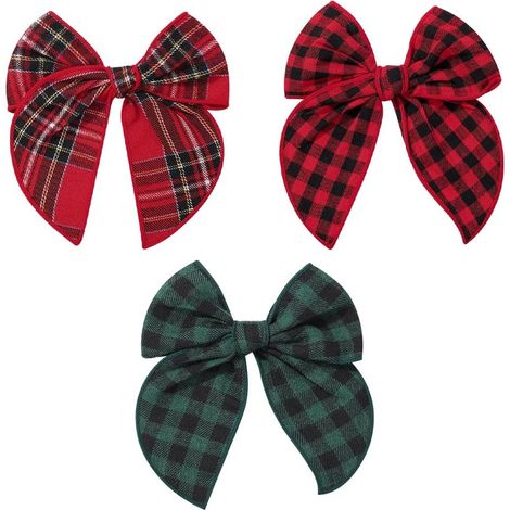 Pieces Non-Slip Tartan Pattern Knot Hair Clips Elegant Retro Barrettes Soft Fabric Hair Accessories for Women Daily Use Party Festive Accessories (1/5)