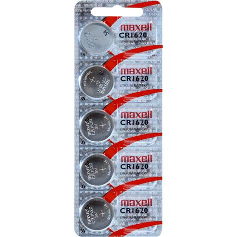 Piles boutons Lithium CR1620 (5×1) MAXELL