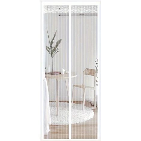 Moustiquaire magnétique de porte 100 x 220 cm, compatible avec les animaux, sans perçage, pour la maison et la cuisine. Dentelle rayée, 110 x 210 cm, 290 g. (1/5)