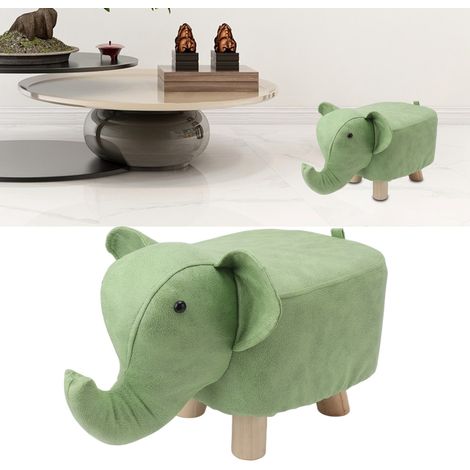 Tabouret bas mignon et tendance, parfait pour les enfants paresseux, tabouret éléphant, usage créatif à la maison, salon, tabouret à chaussures en forme d'animal de dessin animé, vert. (1/5)