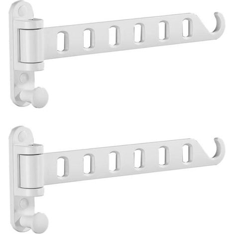 Tendedero - Juego de 2 - Barra plegable - Montaje en pared, ideal para armarios y trasteros - 29 x 3 x 11 cm - Blanco (1/5)