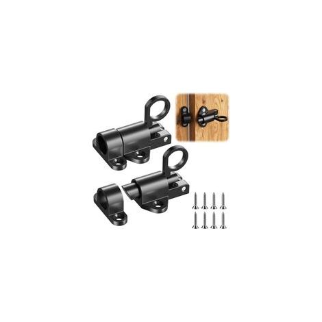 Lot de 2 Loquet Porte Boulons à Ressort, Serrure Porte Métal, Verrou de Porte Verrouillage Automatique, Loquets et Verrous de Portes, pour Portes D'armoire, Portails de Jardin, Cages pour Animaux