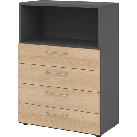 bümö smart Schubladen Kombi - 4 Schübe   Graphit/Eiche