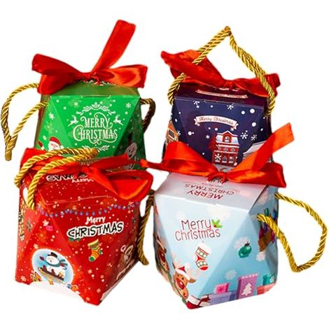 Boîte cadeau de Noël, ensemble de rangement réutilisable de 8 pièces avec poignées pour pommes et friandises, contenants décoratifs (1/5)