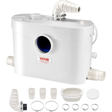 Pompe de macération 900 W – Débit 180 L/min – Hauteur de levage 12 m – Élimination eaux usées pour toilettes, douche, baignoire