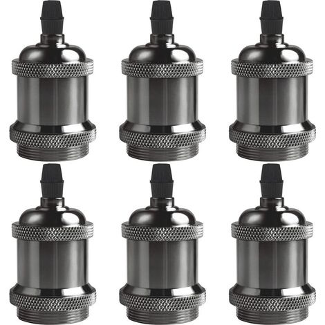 E27 Vintage Edison douille de support de lampe, 6 × douille de plafond base de lampe base de lampe rétro suspendu support de lampe suspension adaptateur de lampe accessoires de lampe, noir (1/4)