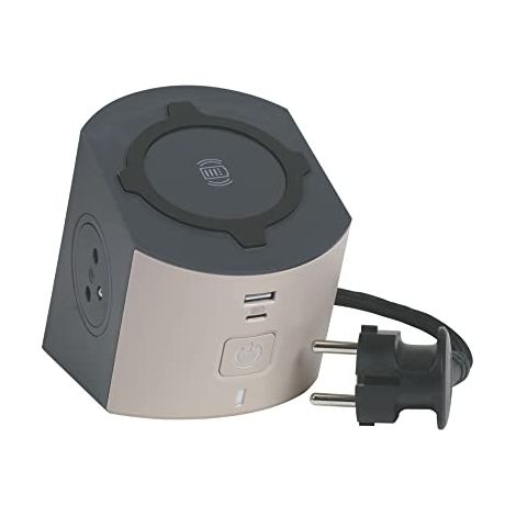 Legrand Moderne Steckdosenleiste Schwarz mit 2 Steckdosen und 2 USB-Ports