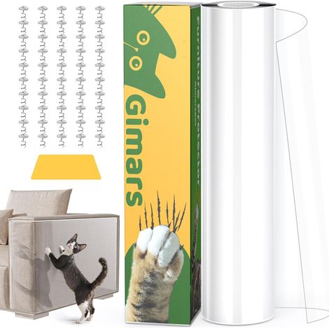 Protection Canapé Chat Anti Griffe 20cm x 5m, Film Adhésif Transparent pour Meubles, Mur, Porte - Contre Les Griffes de Chats et Chiens (1/5)