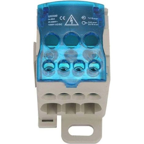 Boîte De Jonction,80A Bornier Electrique, Répartiteur Electrique, Bornier rail din 16 mm², Bornier de Neutre, Boite de distribution, Pour Armoires De Distributio armoires haute tension (1/4)