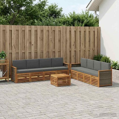 vidaXL Outdoor-Sofagarnitur 9 Stk. Natur und Anthrazit (1/5)