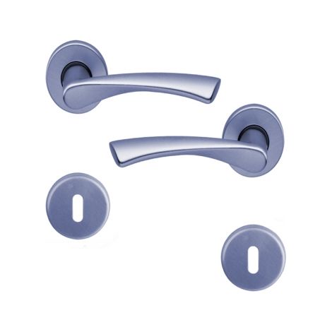 Ouvre&Déco – Poignée de porte intérieure design en Aluminium anodisé inox mat velouté sur rosace ronde Clé L, MILANO