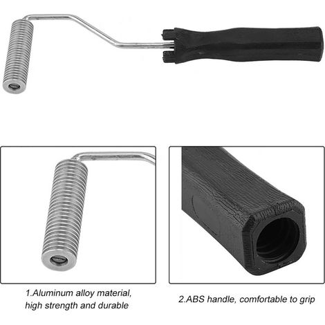Rouleau stratificateur aluminium fibre de verre, manche ABS 21x75mm, outil bullage résine GRP FRP, pinceau débullage composite, rouleau lissage (1/5)