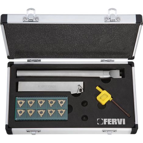 Set utensili per canalini esterni e interni per tornio metallo Fervi kican (1/3)