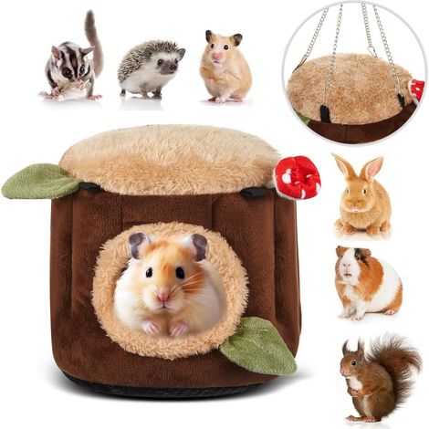 Hamac Pour Rongeurs - 1 Unité - Tissu Polaire Et Velours - Cachette Suspendue Avec Coussin - Pour Cochon D'Inde Et Lapin - 17x15x15 Cm (1/5)
