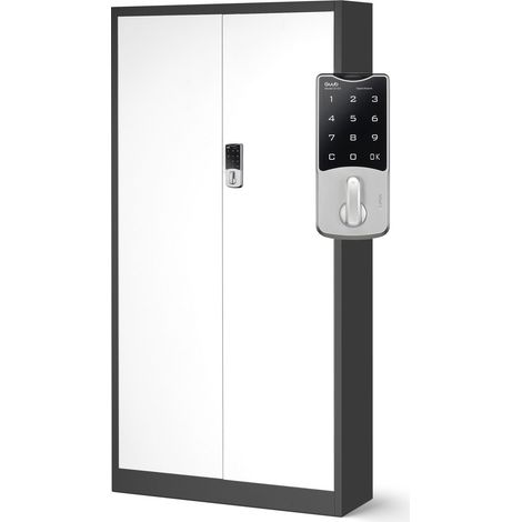 Armoire en acier verrouillable à combinaison modèle DANIEL, 900 x 1850 x 400 mm, blanc anthracite