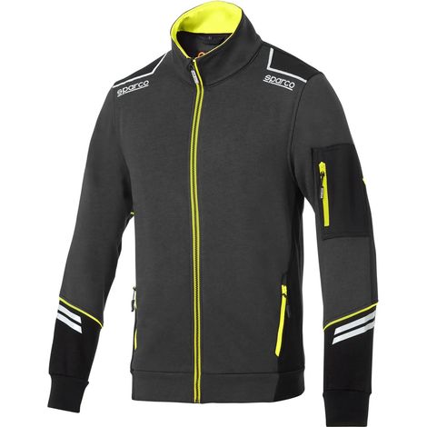Sparco 02429GSGF Arbeits-Sweatshirt mit durchgehendem Reißverschluss, Alabama-Technologie, Grau/Gelb, S