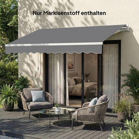 Toile de rechange pour store banne – protection solaire UPF 50+ pour structure de 3,5 x 2,5 m, gris foncé