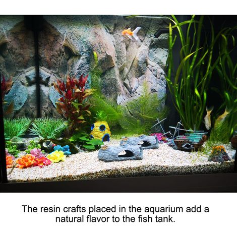 Tronc d'arbre creux en résine pour aquarium, décoration paysage bois, ornement de bac à poissons (1/5)