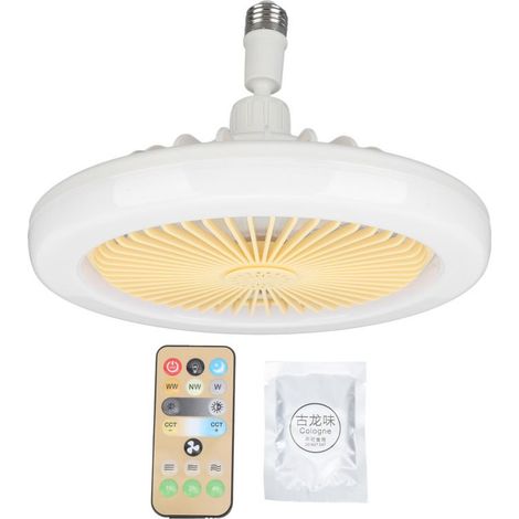 Ventilatore a soffitto in silenzio, 30 W, 25 cm (9.8 in), con illuminazione a LED, E27, 86-265 V. (1/5)