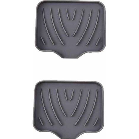 Ensemble de deux porte-savons en silicone, porte-savon de salle de bain avec trou d'évacuation, antidérapant, convient pour la douche, la cuisine et la baignoire (gris)