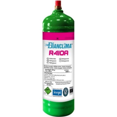 Bombe de gaz réfrigérant rechargeable R410A 800 g – Pour climatisation – Utilisation professionnelle – Recharge rapide et efficace – Dianflex