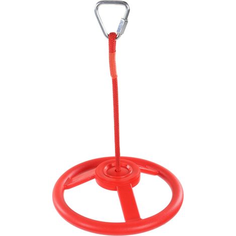 Corde à sauter enfant roue directionnelle rotative plastique rouge fitness extérieur jeu de plein air (1/5)