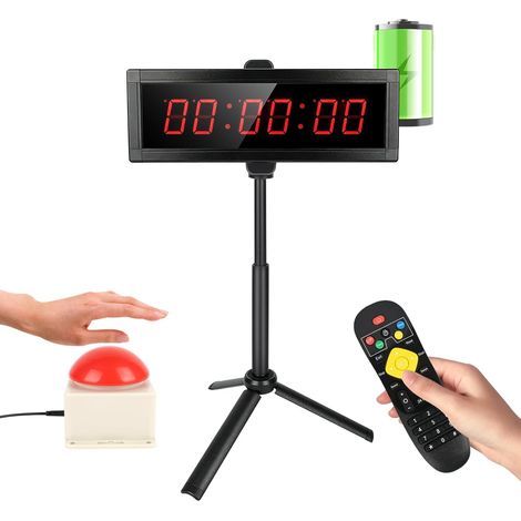 Timer Sport, Minuteur de Fitness Digital avec Bouton Marche/Arrêt, Télécommande et Support, Time Timer avec Chronomètre/Compte à Rebours, Batterie Rechargeable 2000mAh, Horloge Murale Numérique 12/24H (1/5)