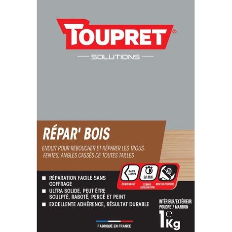 Toupret – Enduit de réparation pour bois – Marron 1 L – Temps de séchage 3h – Norme NF Environnement – Fabrication française