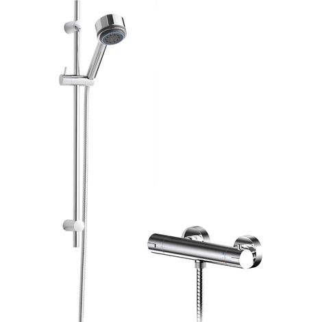 Current Round Bar Valve & Linear Slide Rail Kit Shower Set - Chrome - Balterley