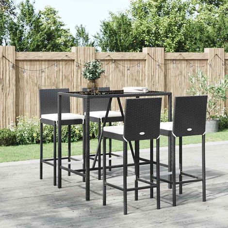 vidaXL Ensemble de bar de jardin 5 pcs avec coussins noir poly rotin (1/5)