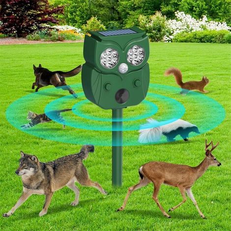 Répulsif à Ultrasons pour Animaux, Lampe de Poche LED Détection Mouvement, Solaire Animaux Chien, Renard, Lapin, Raton Laveur, Écureuil