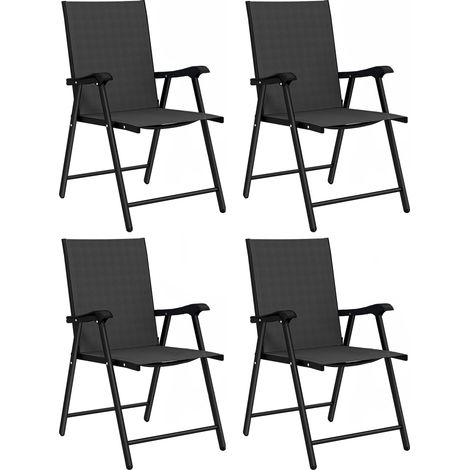 Lot de 4 chaises de jardin pliantes - Outsunny - structure acier sans montage dossier haut - textilène - 58x62x97cm - noir