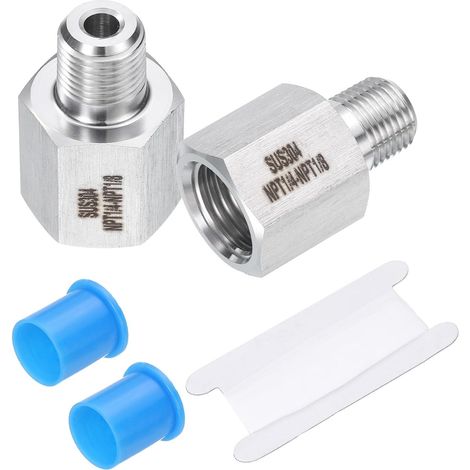 2Pcs Reducer Hose Fittings Adapter 1/8" Npt Male x 1/4" Npt Female Adapter Stainless Steel Pressure Gauge Connector for Hydraulic Gas Air Oil Systems (1/4)