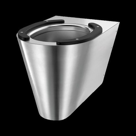 Delabie WC S21 S suspendu mural Acier inox 1.4301 satiné +2 charnières de siège noires (1/2)