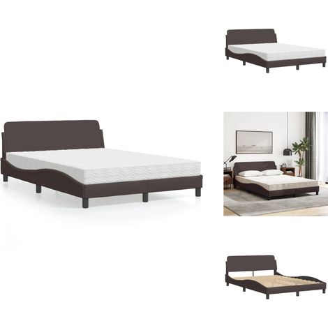 Bett mit Matratze Dunkelbraun 120x200 cm Stoff - Bettsofa - Doppelbett - Boxspringbetten - Lattenrost - Matratzenbezug (1/5)
