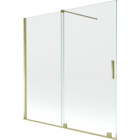 Mexen Velar écran de baignoire à 2 ailes coulissante 160 x 150 cm, transparent, or - 896-160-000-01-50