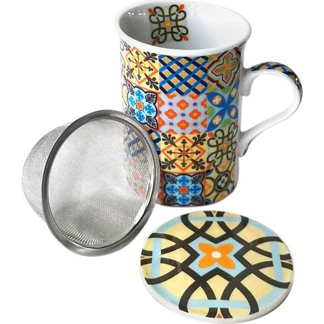 Mug en porcelaine avec infuseur - Carreaux de ciment