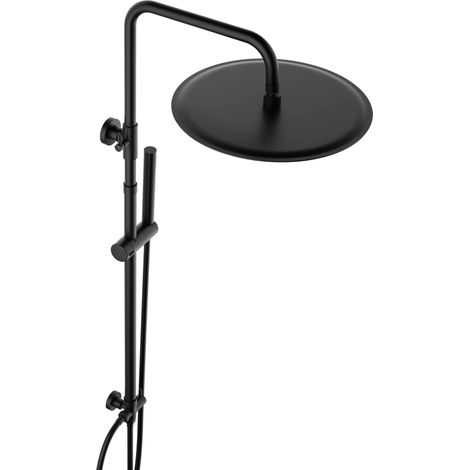 Colonne de douche Inox sans Robinetterie Thermostatique, Système Pluie pour Cabine Baignoire avec Barre Réglable Hauteur et Tête de Douche 30 cm Noir (1/5)