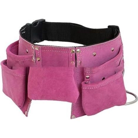 CSPARKV 34x20cm Ceinture à outils en cuir pour enfants ceinture à outils en cuir sac banane pour outils de travail en cuir pour l'extérieur fournitures de jardin (rose) (1/3)