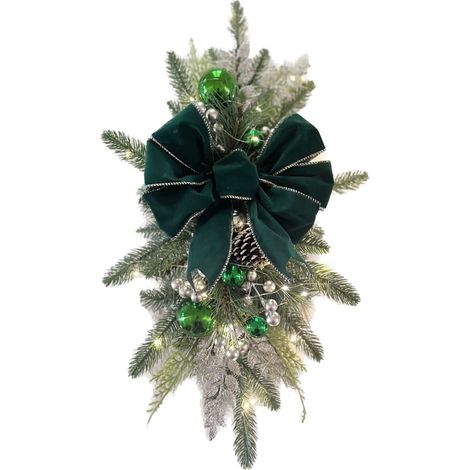 Guirlande Décorative En Forme De Larme Pré-Éclairée - Guirlande Artificielle Pour Porche Fenêtre Cheminée - Alimentation Sur Piles - 45 x 20 cm (1/5)