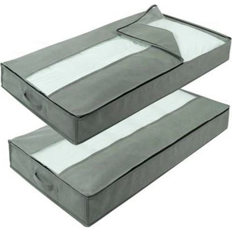 Sacchi portaoggetti ad alta densità da riporre sotto il letto (set da 2), con finestra trasparente, per piumoni (1/3)