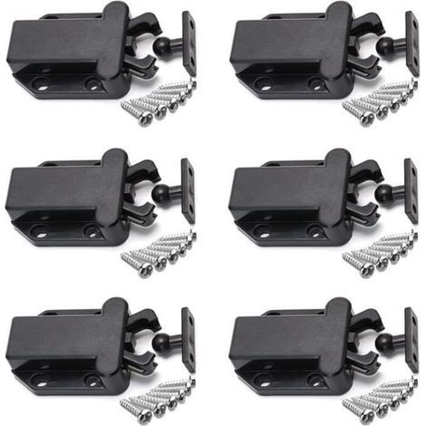 Touch Release Latches - BRAND - Non-Magnetic - Black - 6 Pieces - ABS Plastic (1/3)
