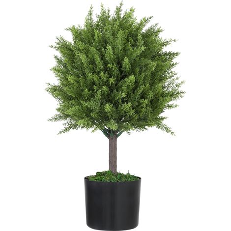 Pianta Finta Albero Cedro con Vaso Incluso per Interno ed Esterno, Altezza 55 cm, Verde