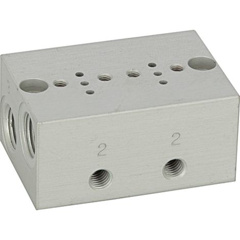 Riegler Reihengrundplatte 2-fach, M5 für Mini-Magnetventile 15 mm (1/2)