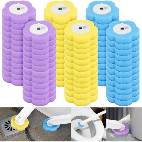 Lot de 72 recharges de brosse WC jetables - Accessoires de nettoyage - Kit de nettoyage de brosse WC avec têtes de recharge de bâtonnets parfumés interchangeables pour la salle de bain (1/5)