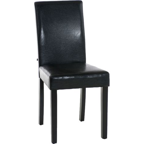 Chaise de salle à manger Ina similicuir avec pieds en Bois Noir Noir (1/2)