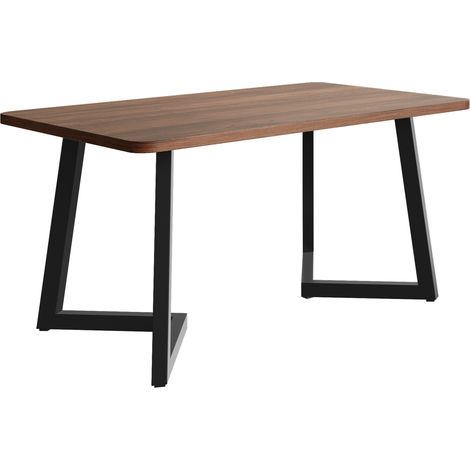Tavolo da pranzo rettangolare 117x68 cm in MDF con gambe in metallo nero e effetto noce (1/5)