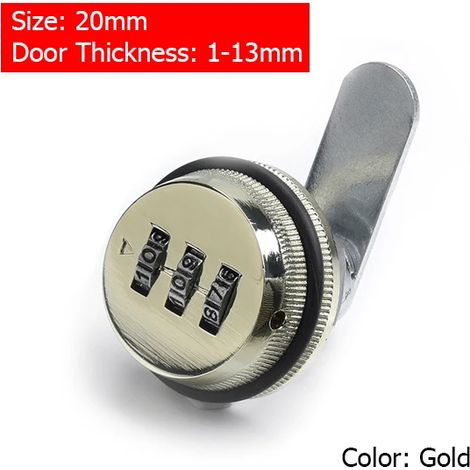 (Or, 20 mm) Serrure à combinaison à came, serrure à combinaison pour armoire, serrure de sécurité en alliage de zinc (1/4)